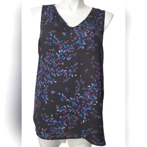 Apt. 9 Women's V-Neck Lightweight Black Floral Tank - Medium